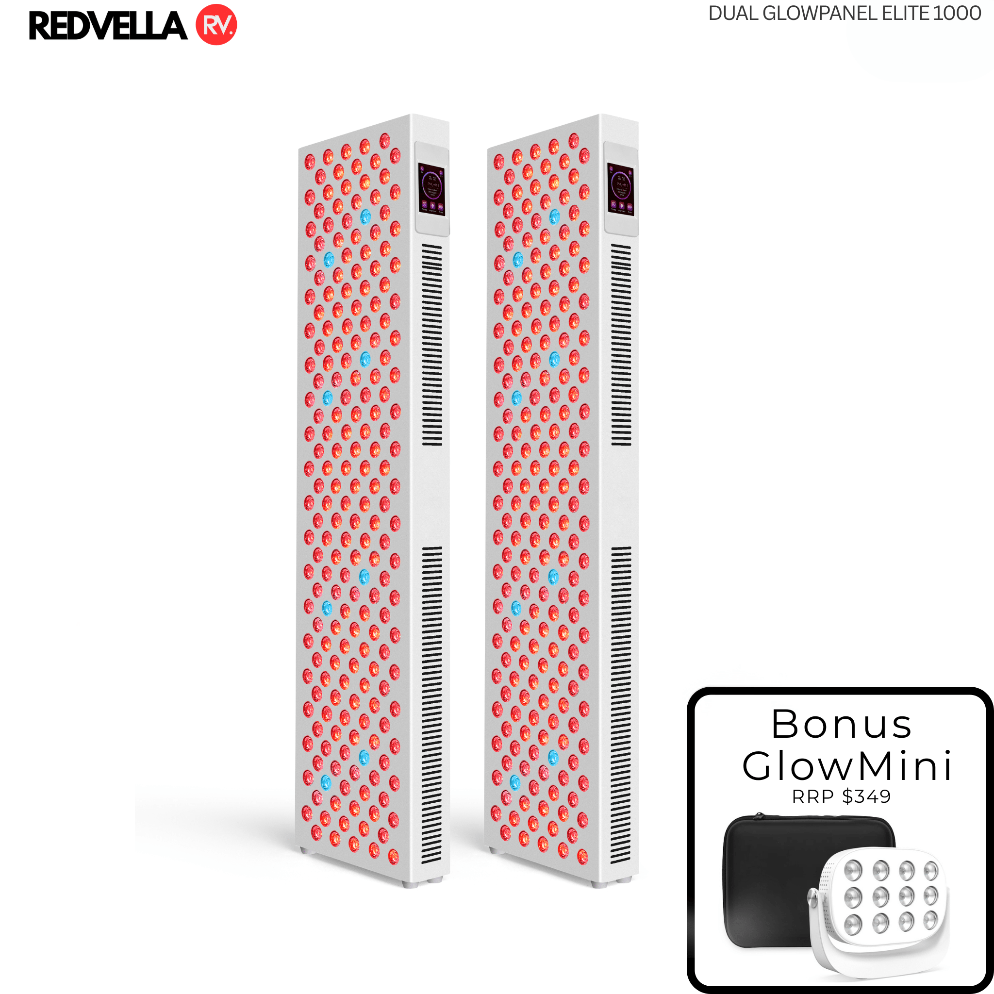 Dual GlowPanel Elite 1000 + Flexi Mobile Rack - REDVELLA